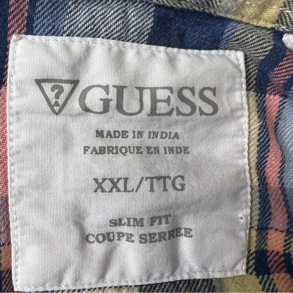 Guess Plaid Button Down Shirt Size XXL 100% Cotton - Picture 7 of 8